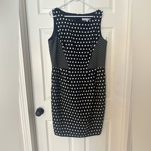 Carmen Marc Valvo Navy and white polka dot A-line NWT